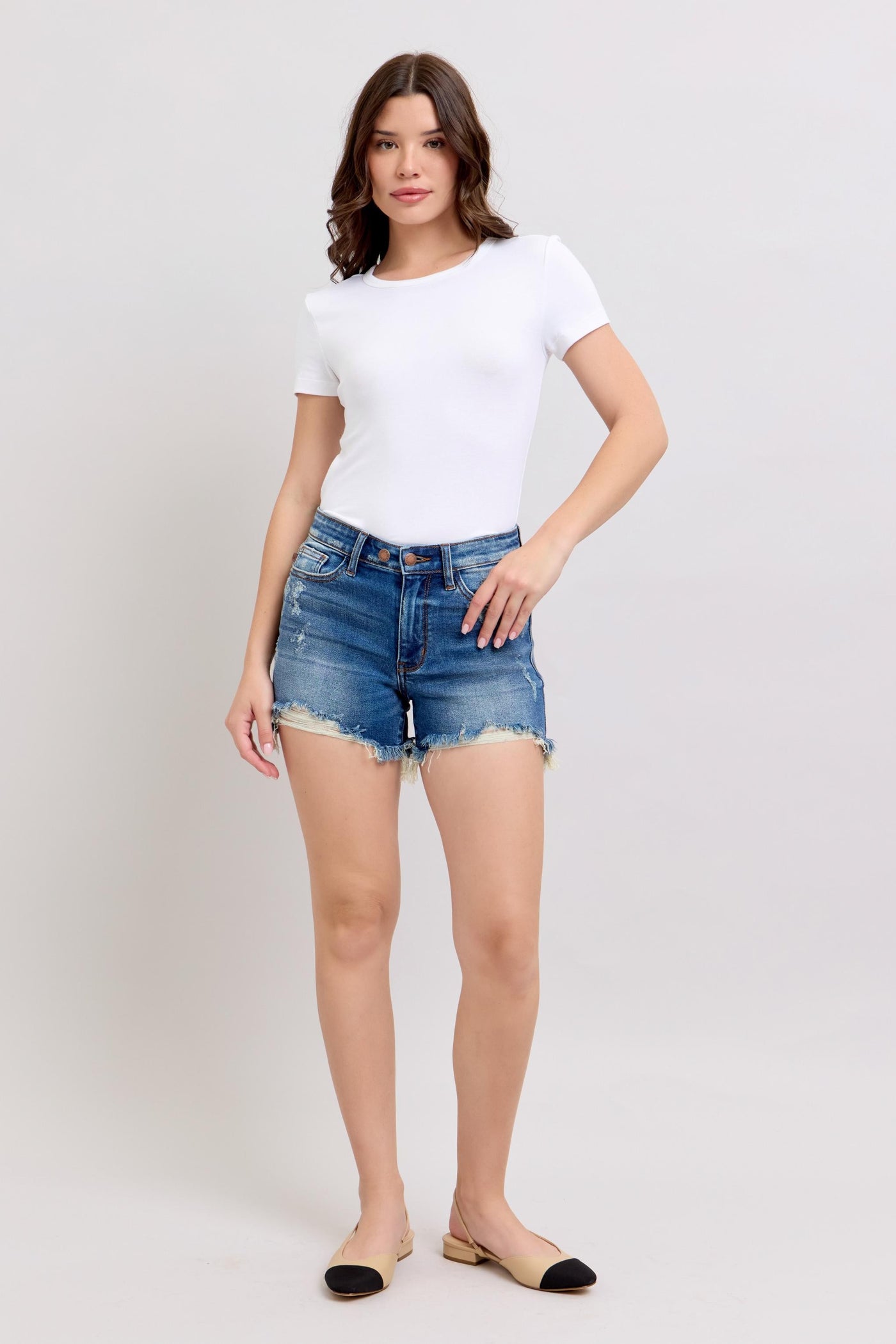 Judy Blue Mid Rise Two Button Shorts