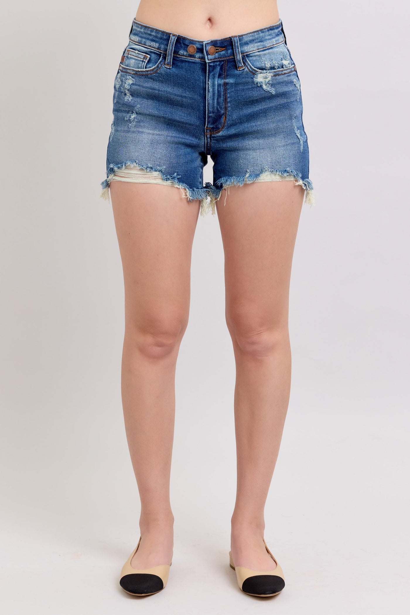 Judy Blue Mid Rise Two Button Shorts