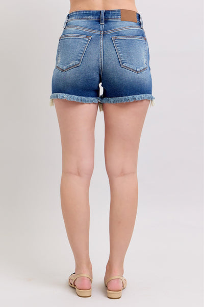 Judy Blue Mid Rise Two Button Shorts