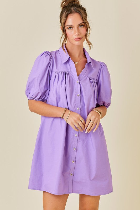 Puff Sleeve Button Down Dress
