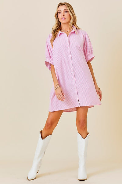 Oversized Button Down Striped Dress