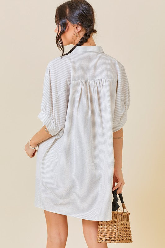 Oversized Button Down Striped Dress