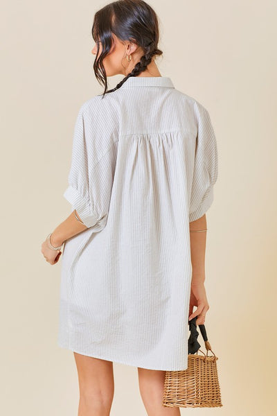 Oversized Button Down Striped Dress