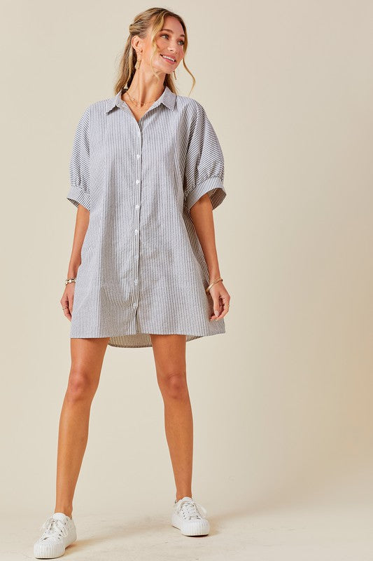 Oversized Button Down Striped Dress