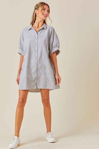 Oversized Button Down Striped Dress