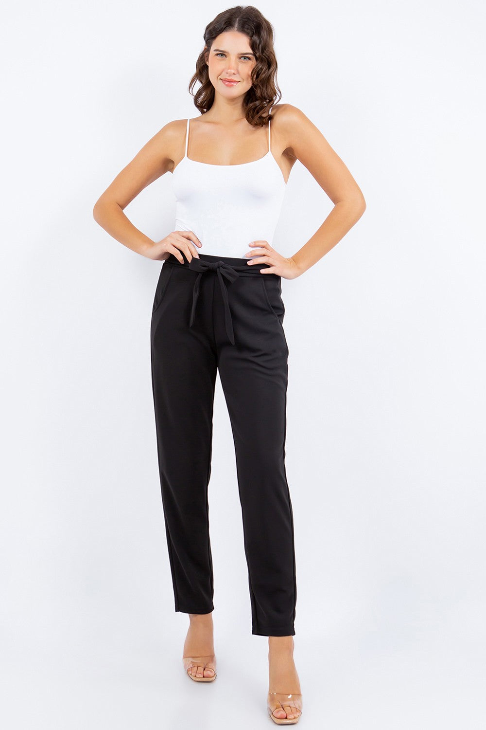 Knit High Waist Straight Leg Pants