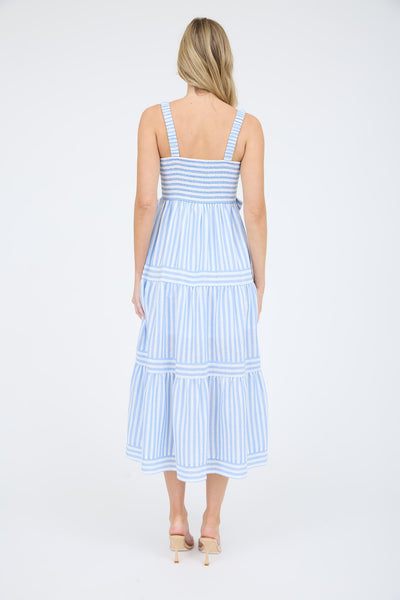 Striped Tie Detail Midi Dress