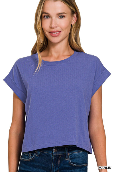 Cotton Folded Sleeve Top