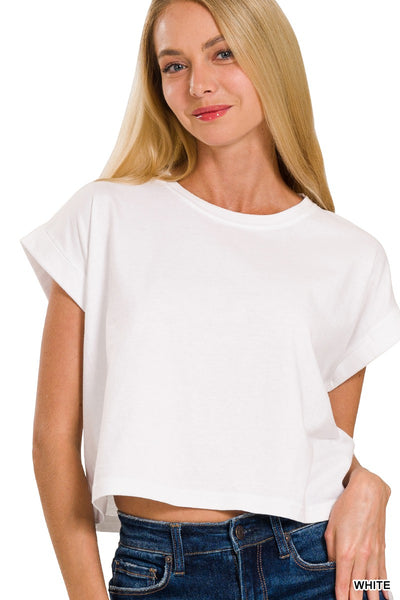 Cotton Folded Sleeve Top