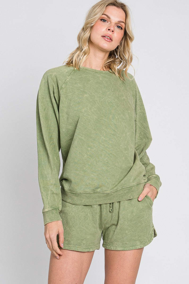 Mineral Wash Sage Cotton Sweater