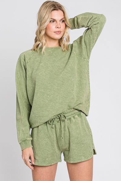 Mineral Wash Sage Cotton Sweater