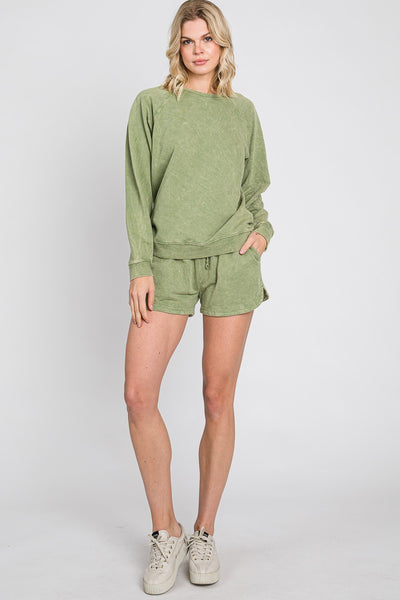 Mineral Wash Sage Cotton Sweater