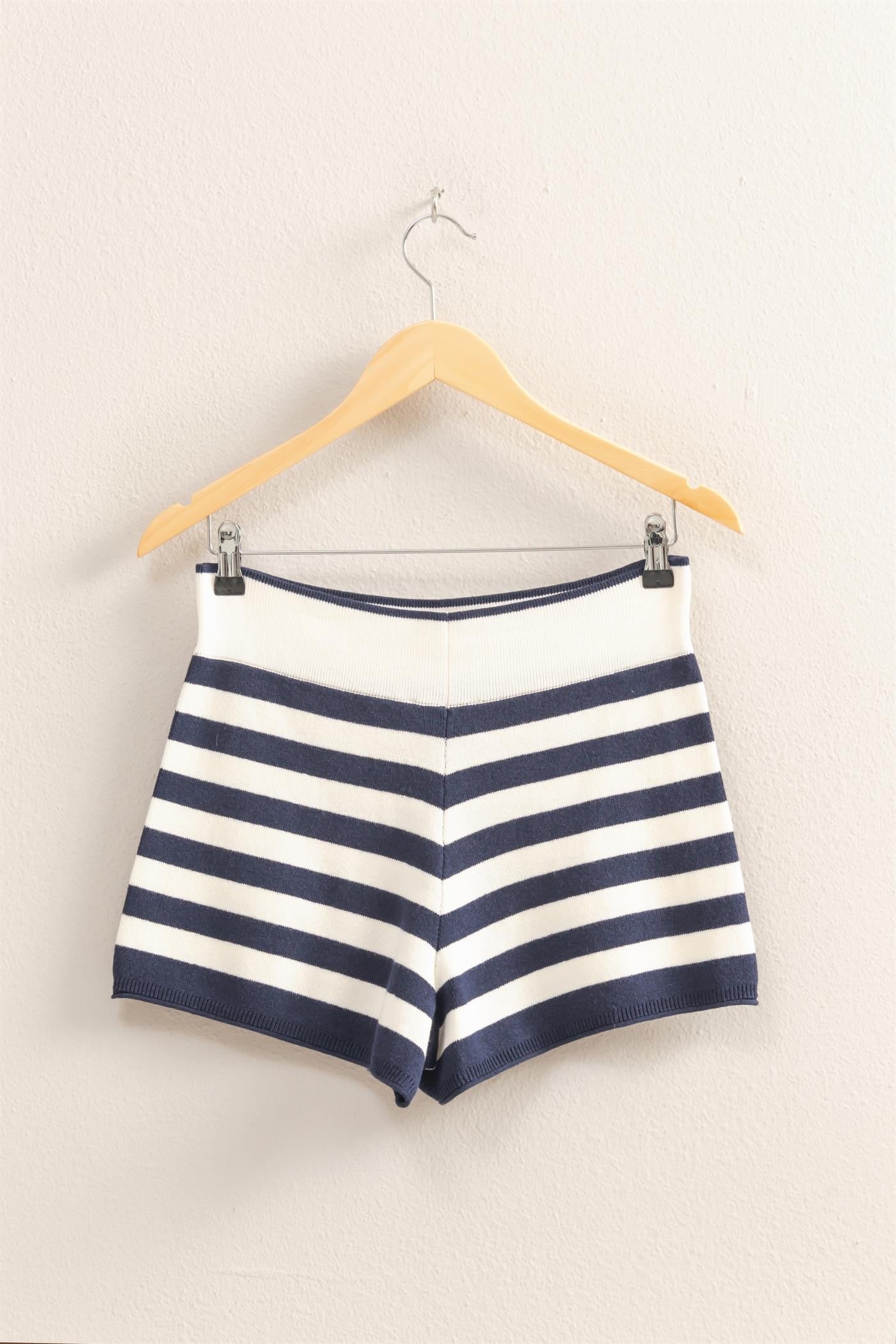 Fitted Striped Knit Shorts