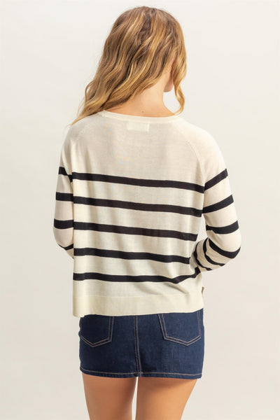 Striped Raglan Knit Top