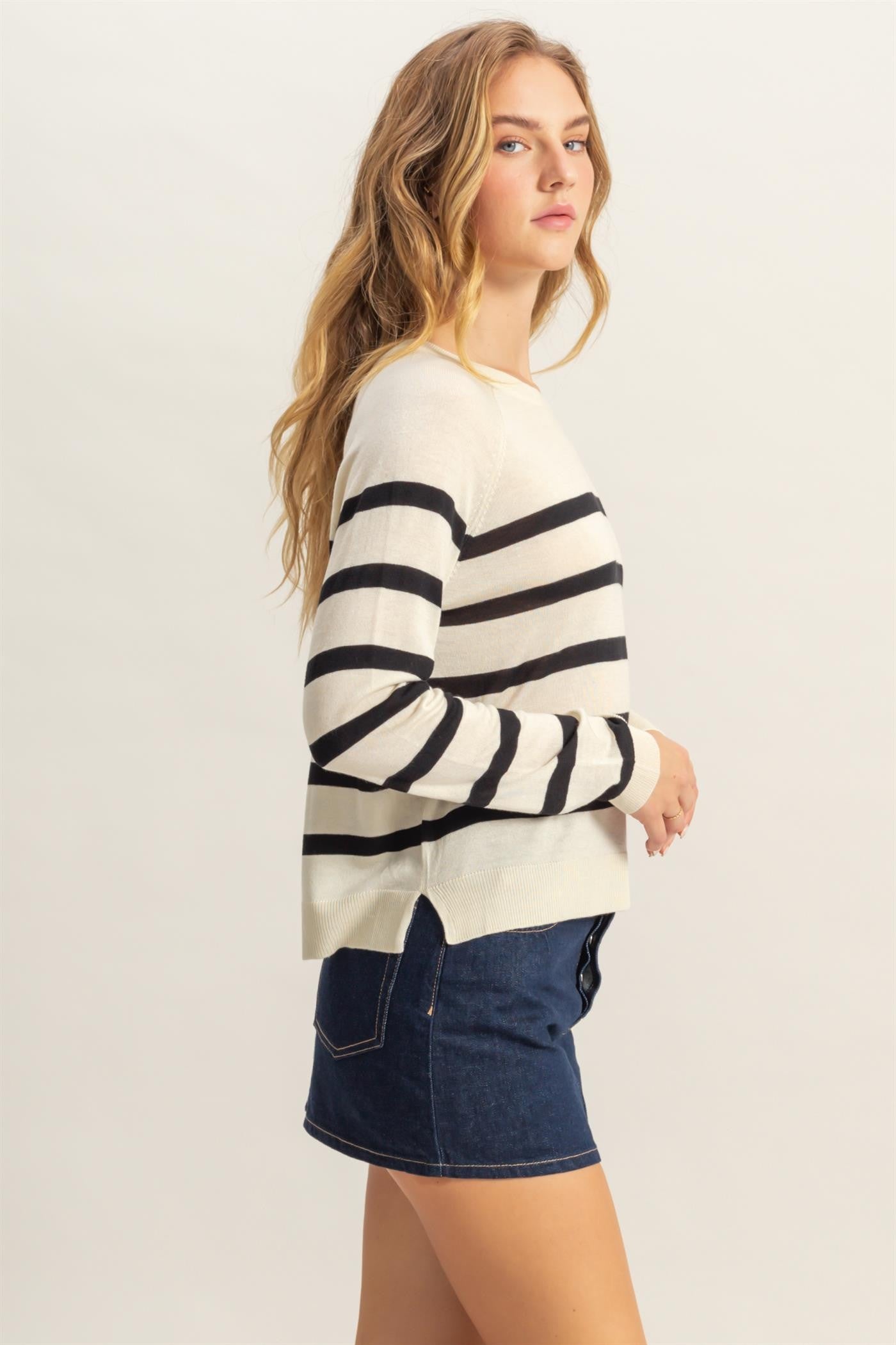 Striped Raglan Knit Top
