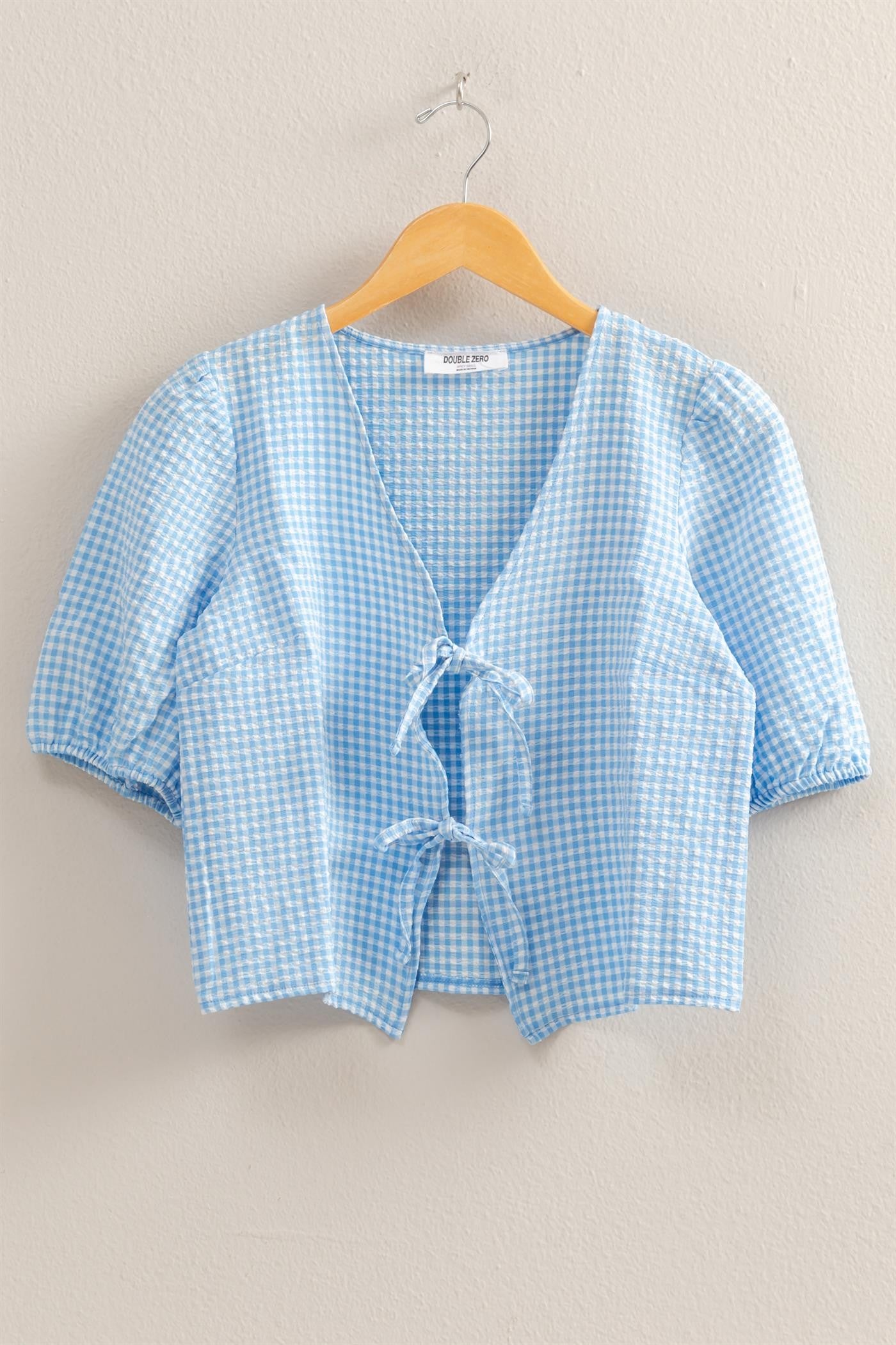 Gingham Bow Tie Blouse