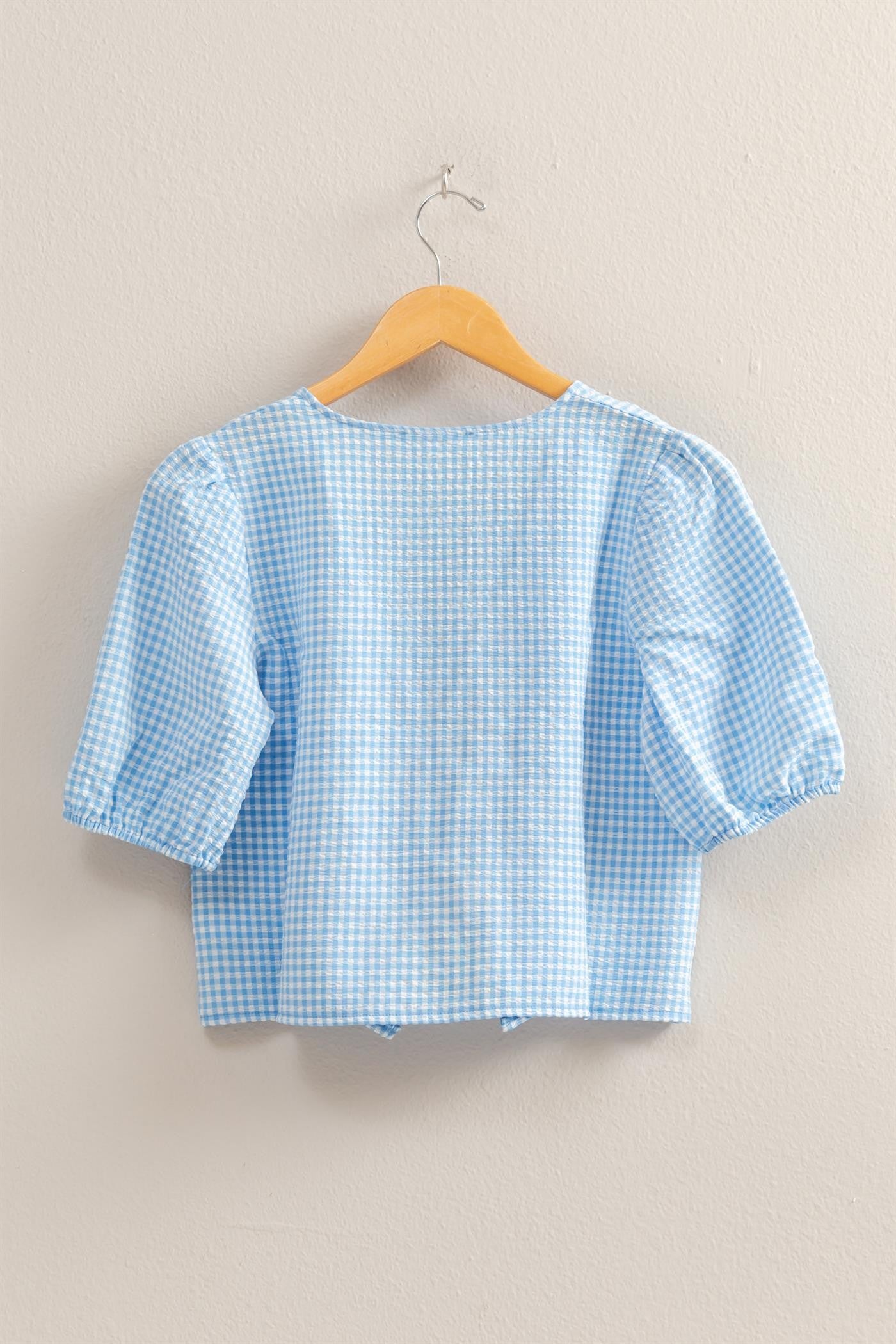 Gingham Bow Tie Blouse