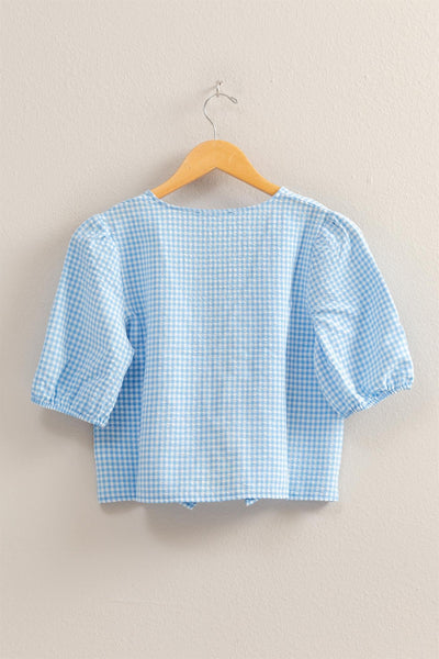 Gingham Bow Tie Blouse