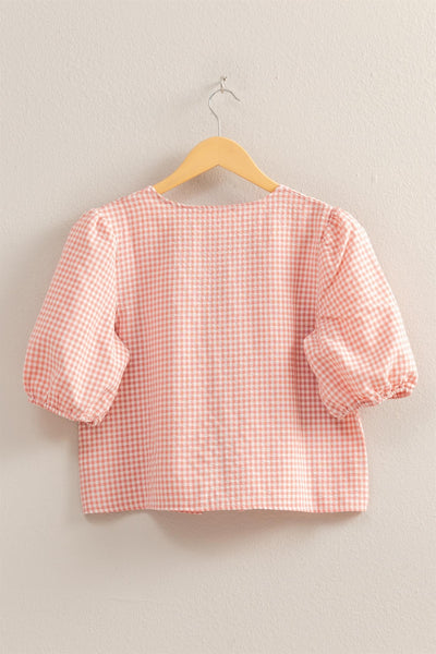 Gingham Bow Tie Blouse