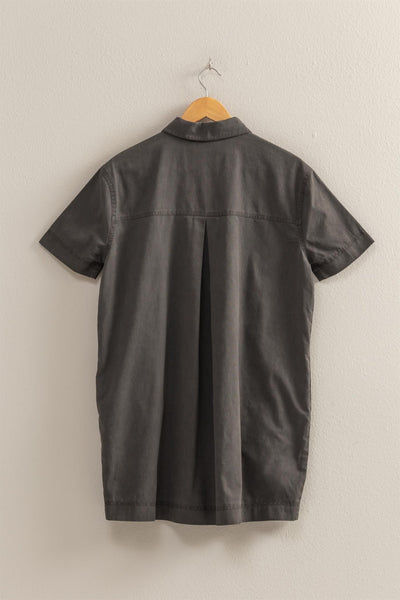 Half Button Short Sleeve Dress