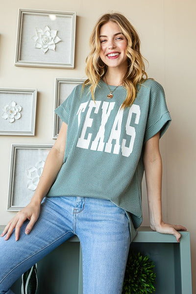 Texas Ribbed Dolman Top