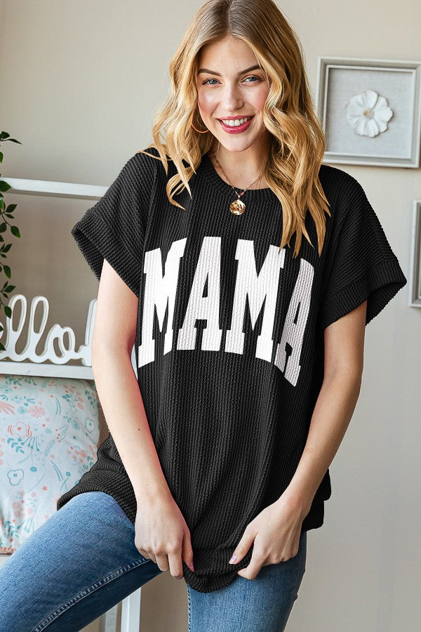 Mama Ribbed Short Sleeve Top