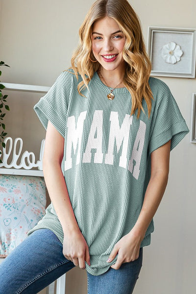 Mama Ribbed Short Sleeve Top