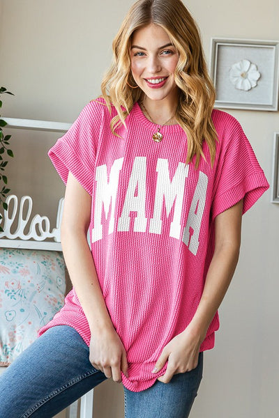 Mama Ribbed Short Sleeve Top