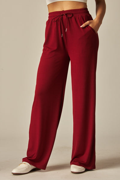 Stretch Ribbed Wide Leg Pants