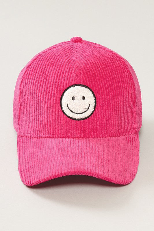 Corduroy Happy Face Patch Hat