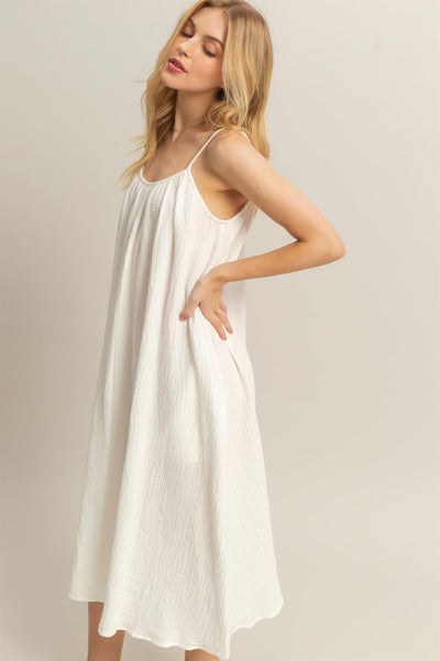 Shirring Neckline Flowy Dress
