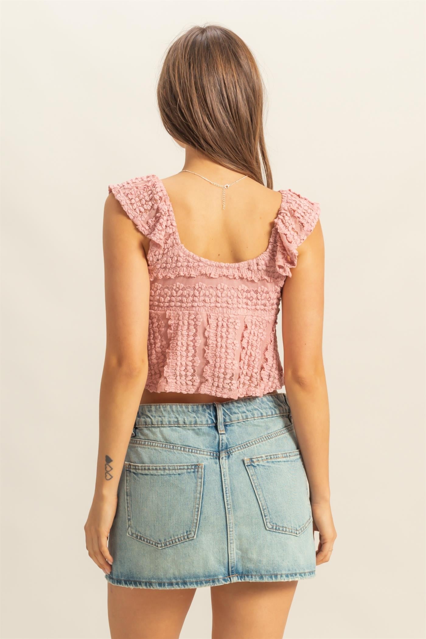 Tie Front Lace Top