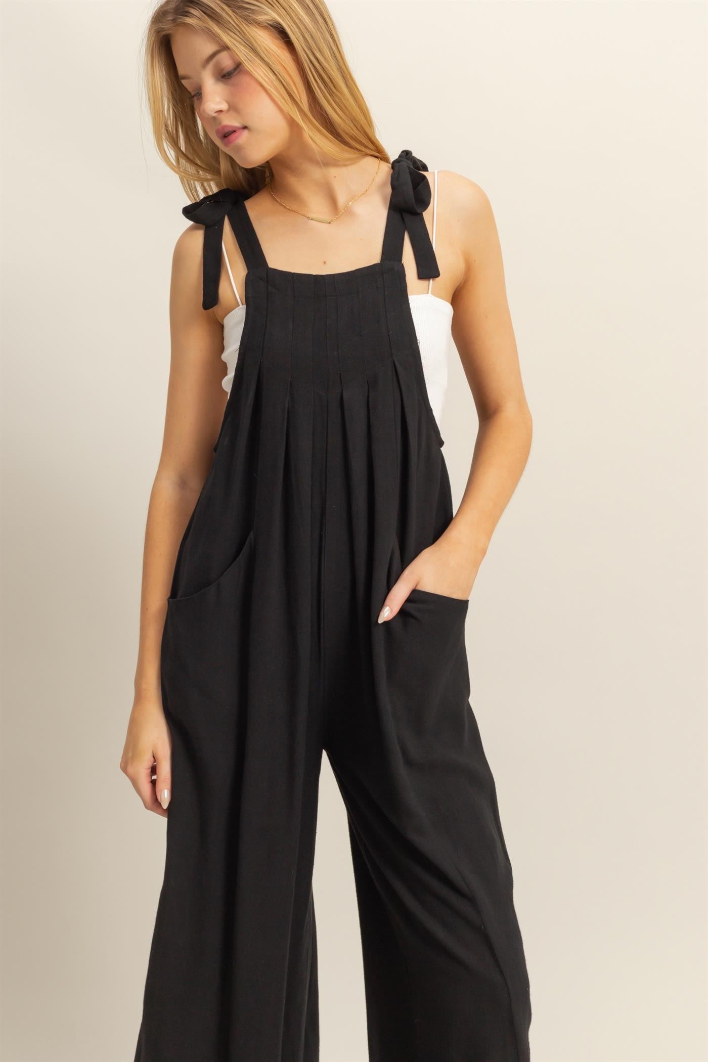 Tie Shoulder Strap Jumpsuit