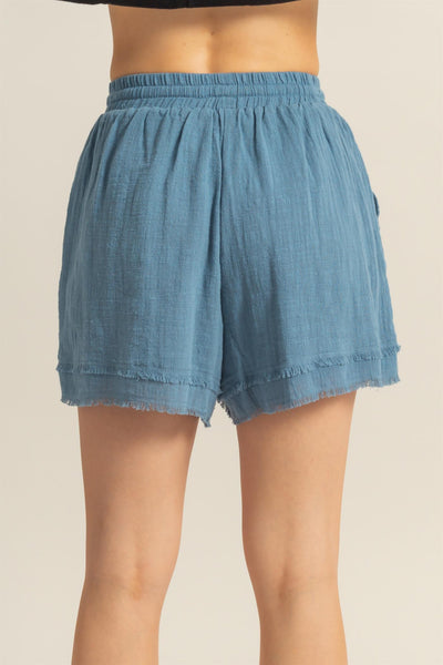 Frayed Hem Linen Shorts