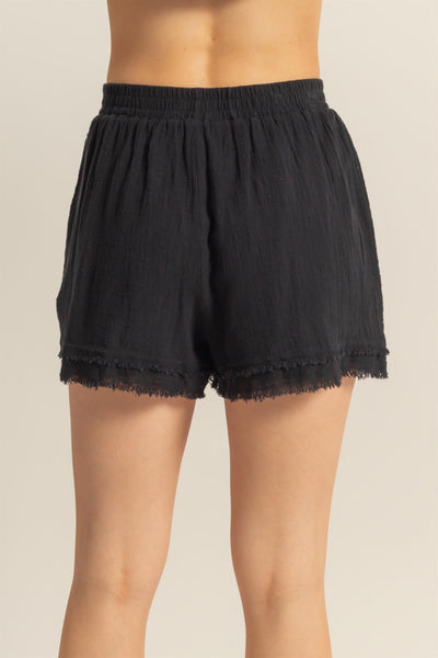 Frayed Hem Linen Shorts
