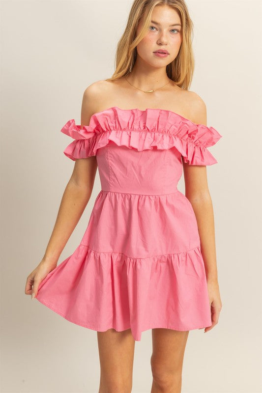 Poplin Off the Shoulder Dress