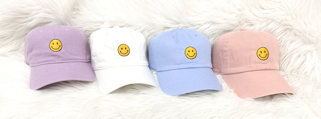 Happy Face Yellow Embroidered Hat