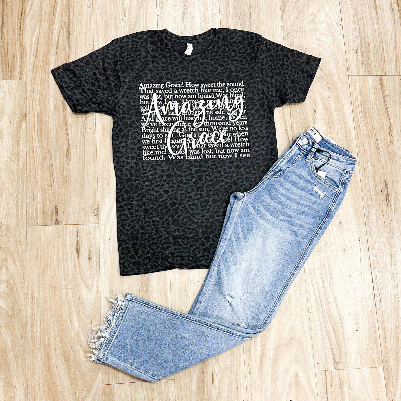 Amazing Grace Leopard Graphic Tee Shirt