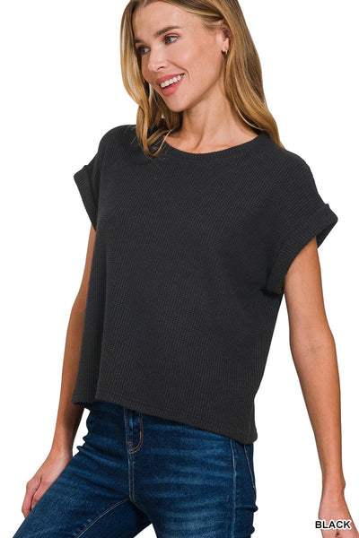 Short Sleeve Crew Neck Sweater