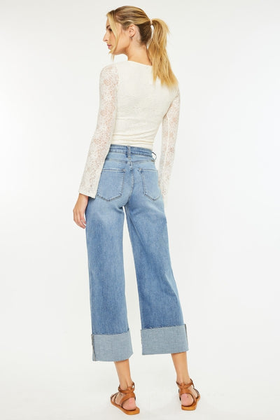 KanCan High Rise Wide Leg Crop Jeans