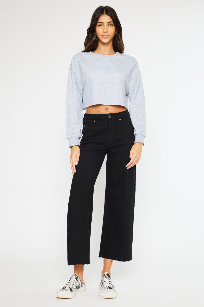 KanCan High Rise Wide Leg Crop Jeans