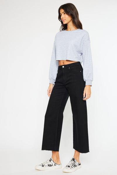 KanCan High Rise Wide Leg Crop Jeans