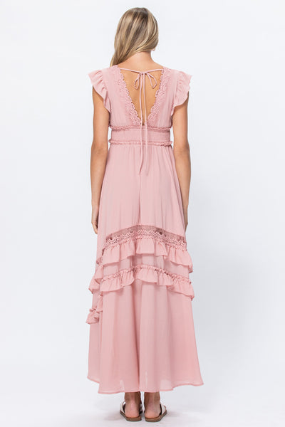 Ruffle Crochet Detail Maxi Dress