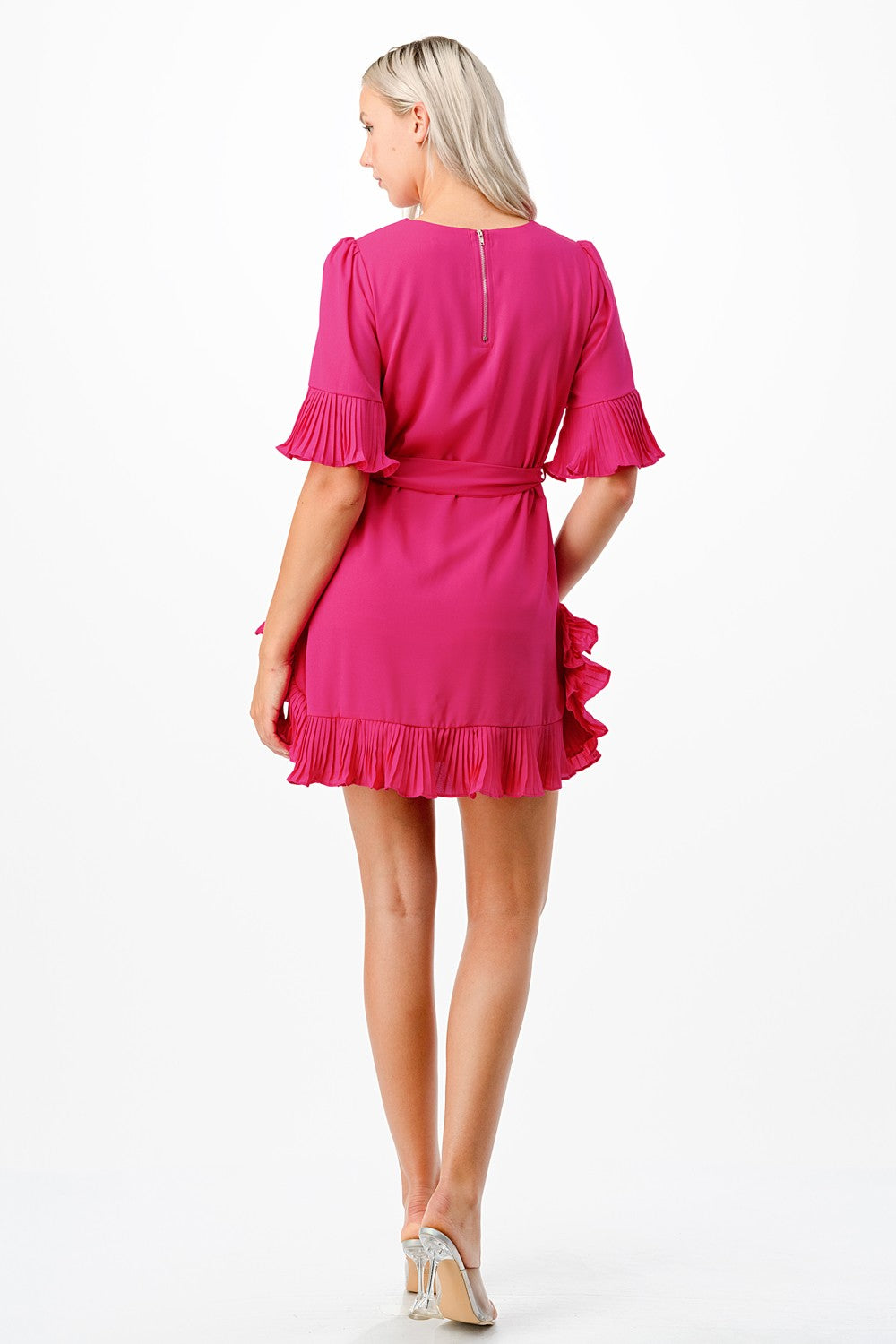 Pleat Detail Mini Dress