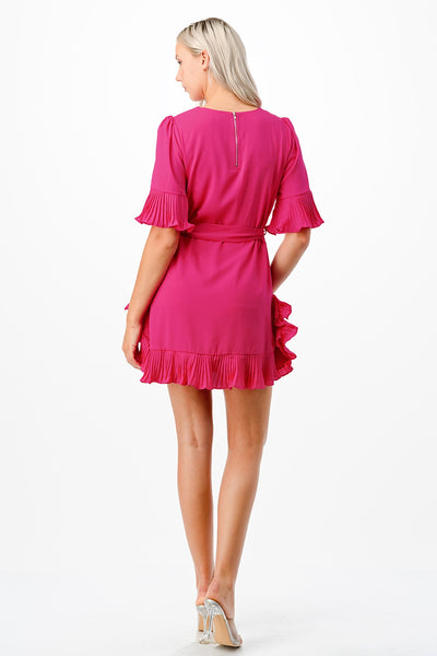 Pleat Detail Mini Dress