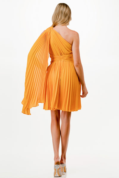 Pleated One Shoulder Dress
