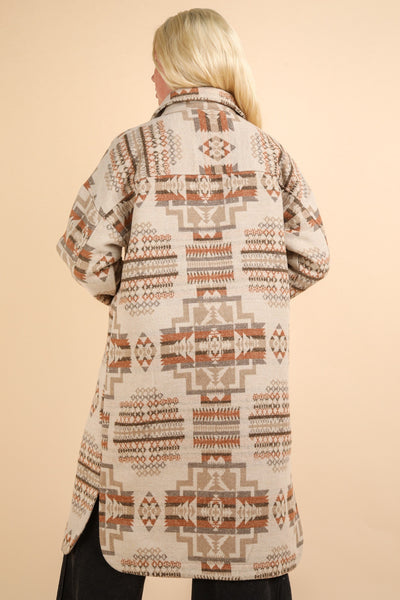 Aztec Print Long Coat