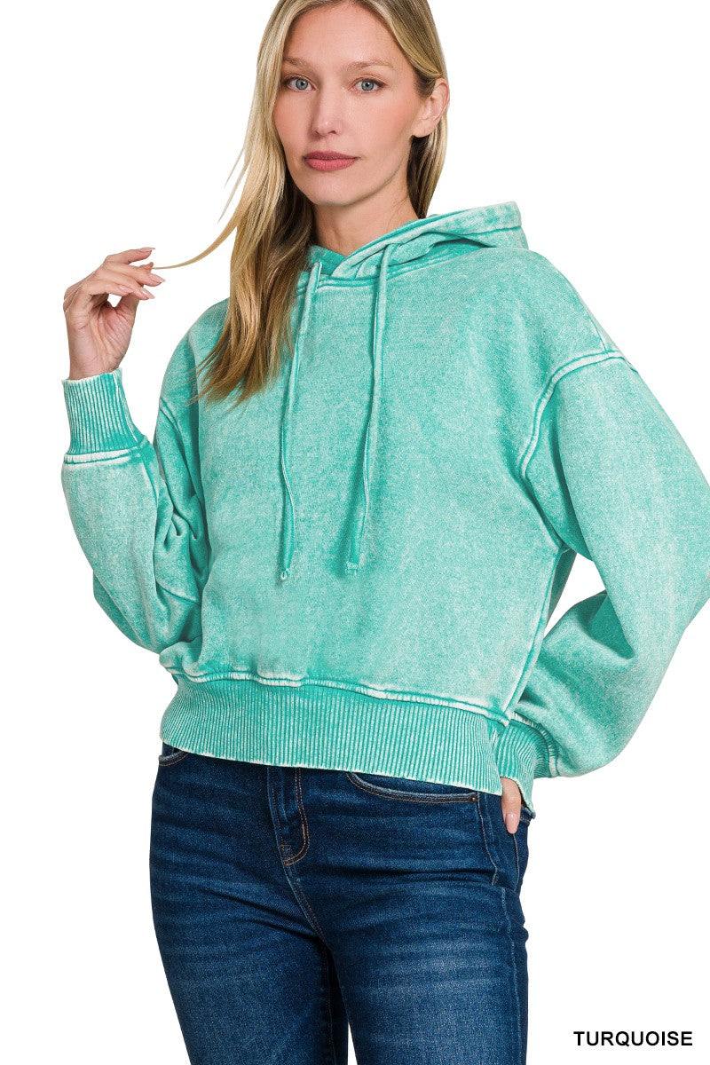 Acid Wash Fleece Hoodie