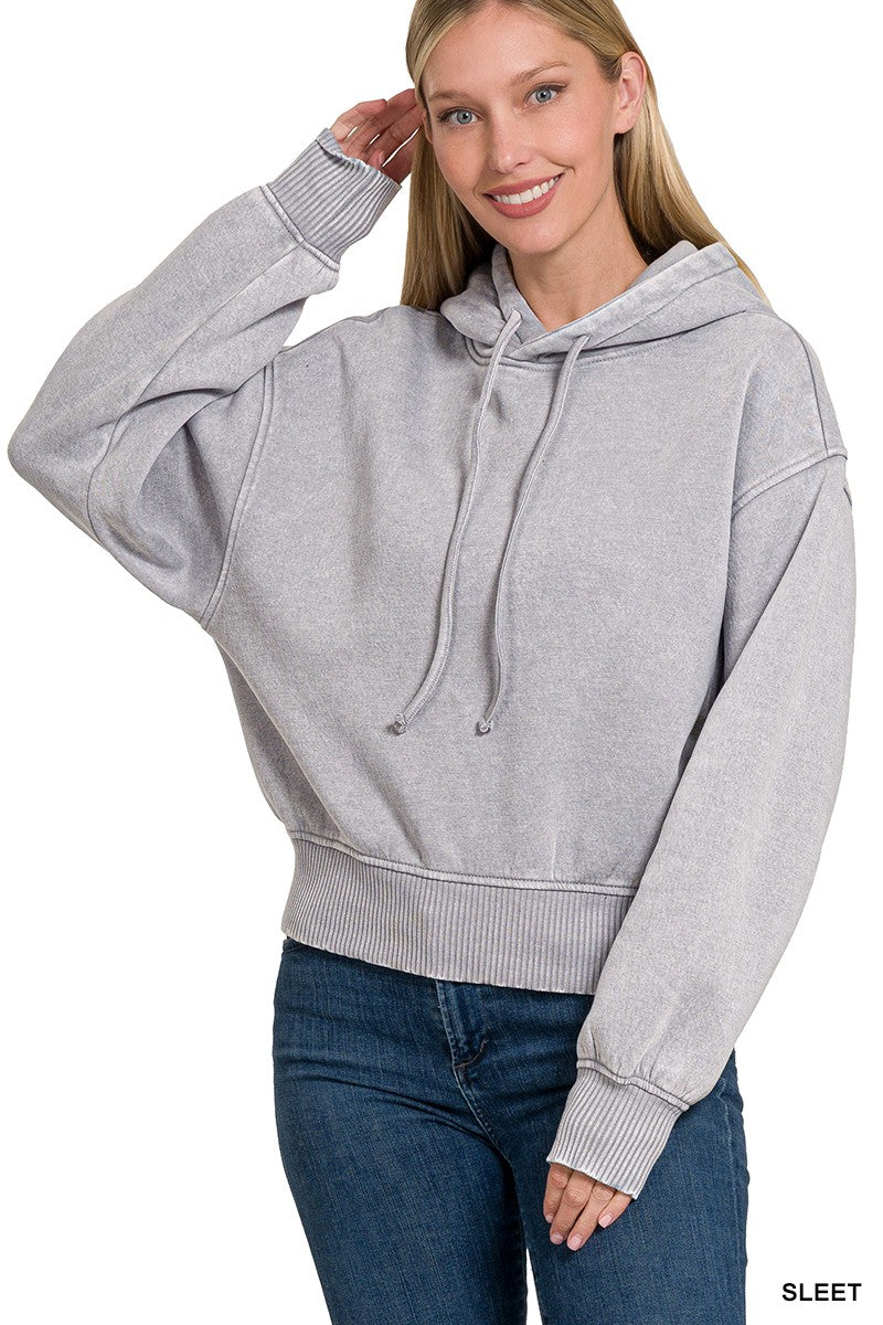 Acid Wash Fleece Hoodie