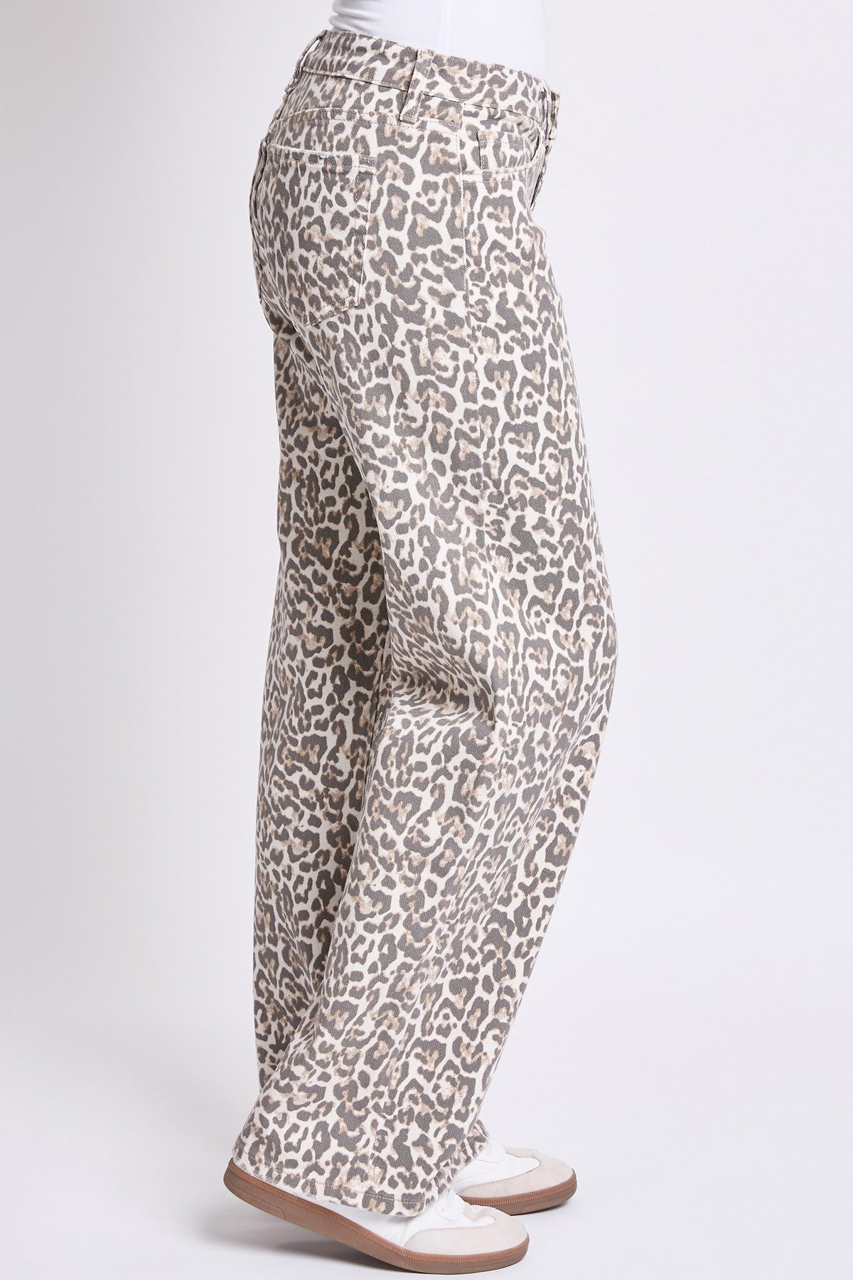 YMI Low Rise Leopard Print Wide Leg Jeans